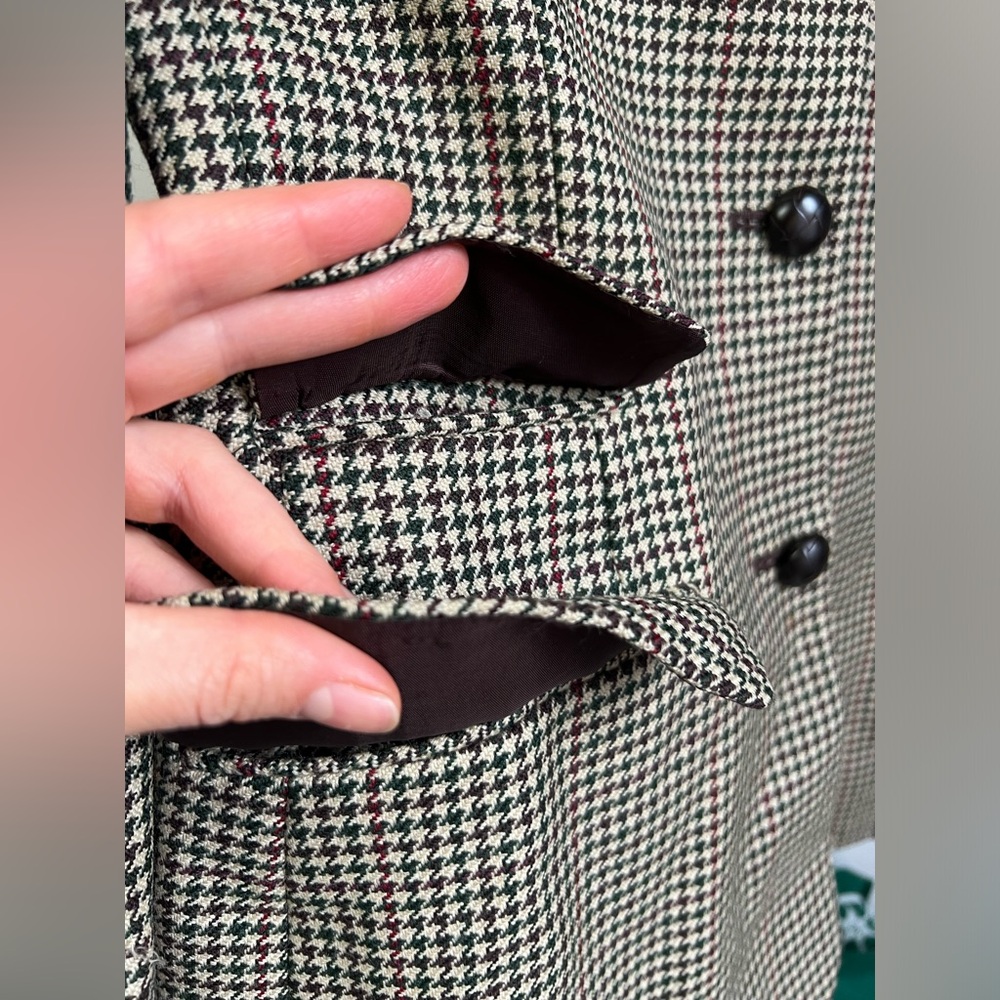 Ann Taylor 100% Wool Houndstooth Blazer Brown 10P - Picture 7 of 11